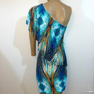 NEW baby Phat Y2K Multicolored Tunic Drape front Dress M
